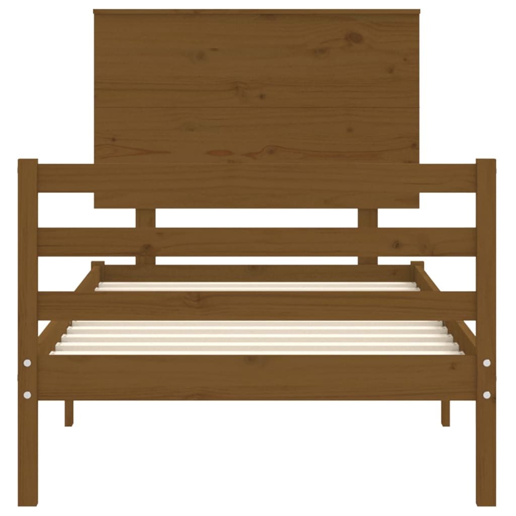 Berkfield Bed Frame with Headboard Honey Brown 90x200 cm Solid Wood
