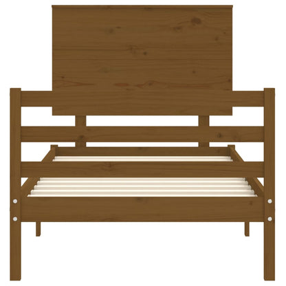 Berkfield Bed Frame with Headboard Honey Brown 90x200 cm Solid Wood