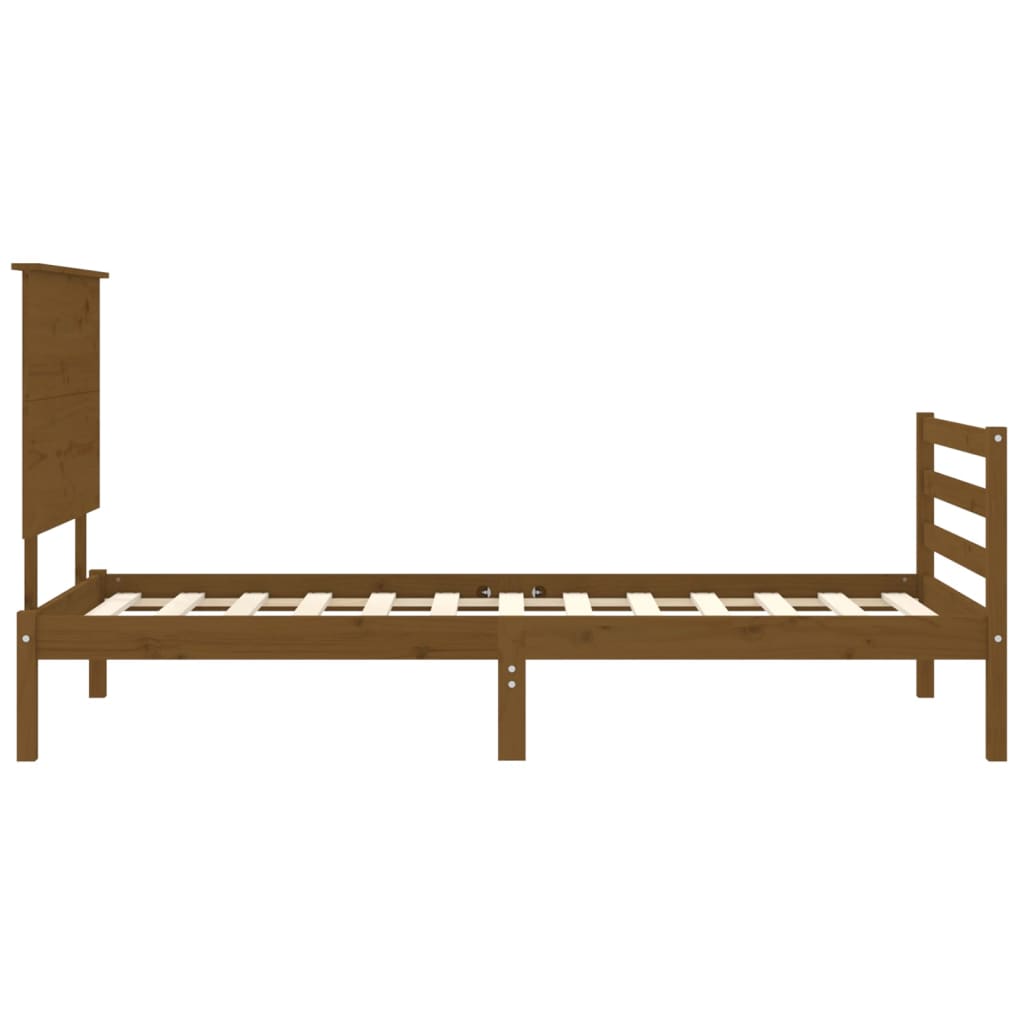 Berkfield Bed Frame with Headboard Honey Brown 90x200 cm Solid Wood