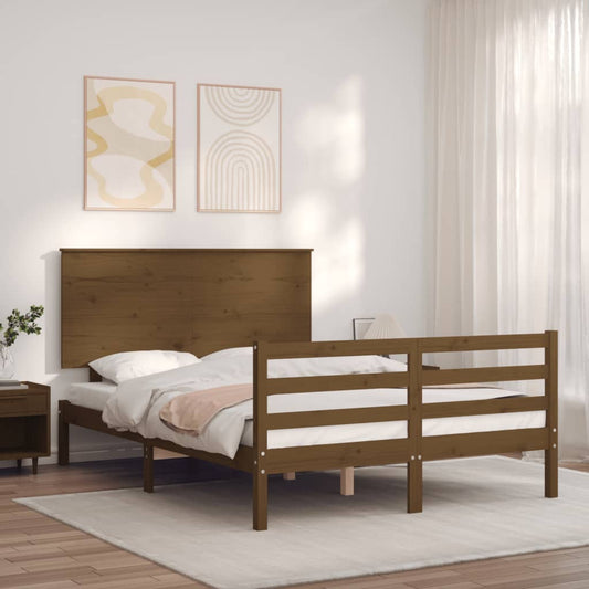 Berkfield Bed Frame with Headboard Honey Brown 120x200 cm Solid Wood
