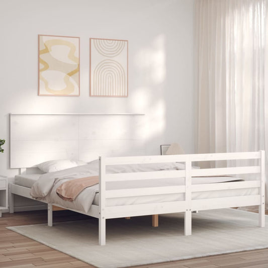 Berkfield Bed Frame with Headboard White 160x200 cm Solid Wood