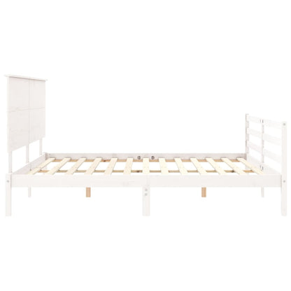 Berkfield Bed Frame with Headboard White 200x200 cm Solid Wood