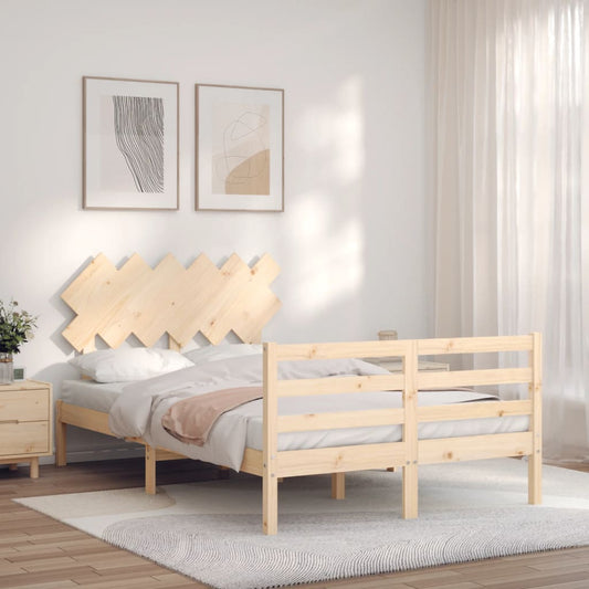 Berkfield Bed Frame with Headboard Small Double Solid Wood