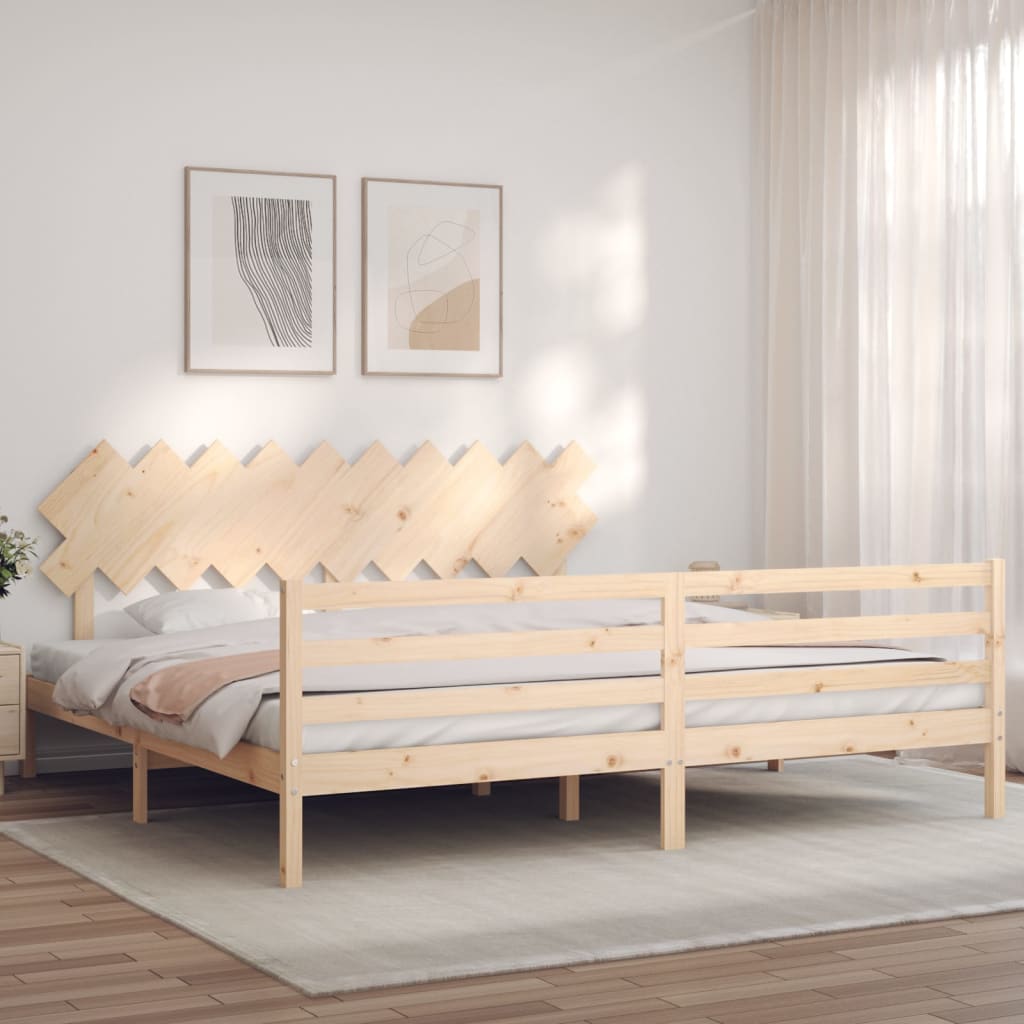 Berkfield Bed Frame with Headboard 200x200 cm Solid Wood