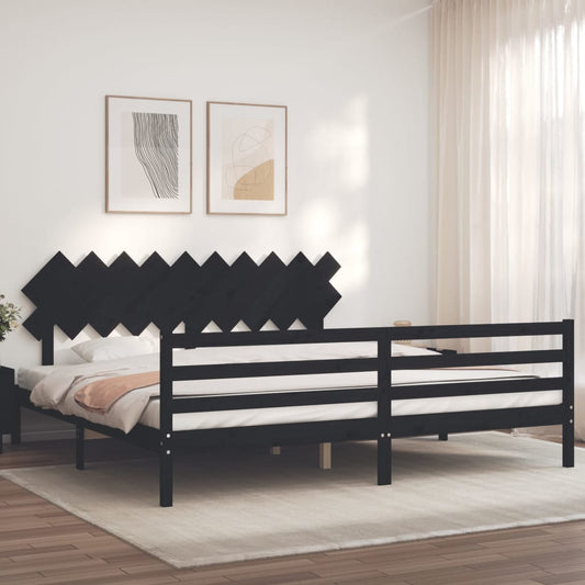 Berkfield Bed Frame with Headboard Black 200x200 cm Solid Wood