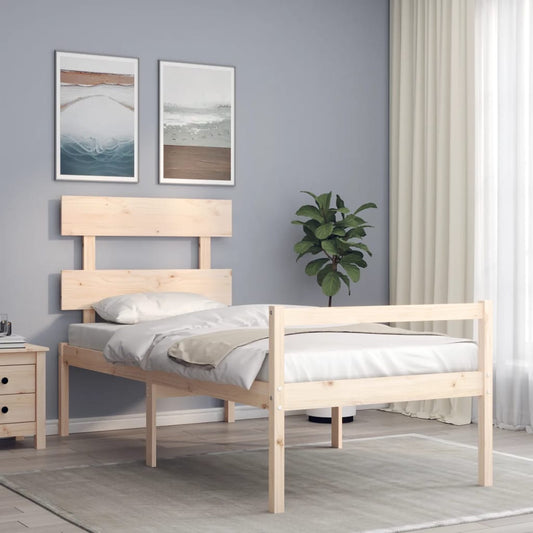 Berkfield Bed Frame with Headboard Small Single Solid Wood