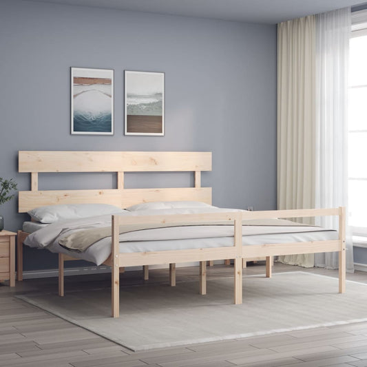 Berkfield Bed Frame with Headboard Super King Size Solid Wood