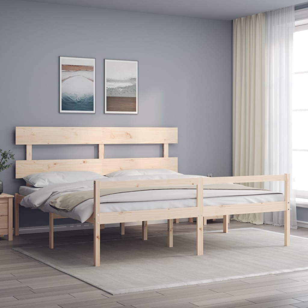 Berkfield Bed Frame with Headboard 200x200 cm Solid Wood