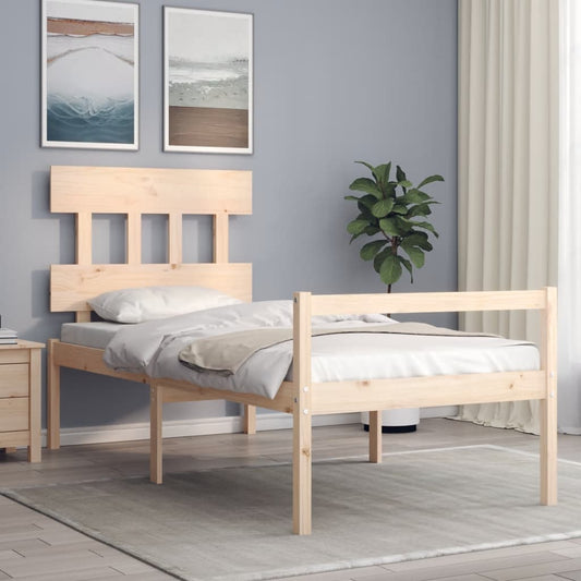 Berkfield Bed Frame with Headboard Single Solid Wood