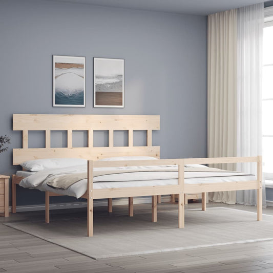 Berkfield Bed Frame with Headboard Super King Size Solid Wood
