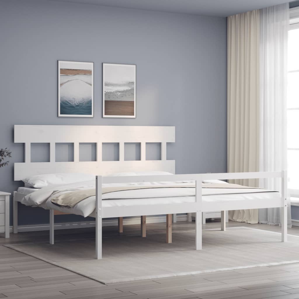 Berkfield Bed Frame with Headboard White 200x200 cm Solid Wood