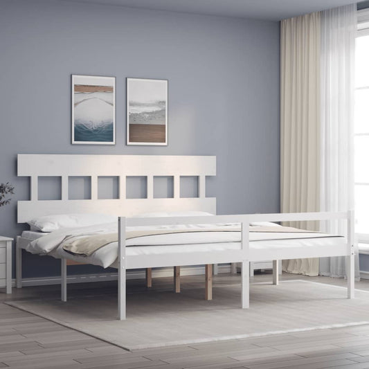 Berkfield Bed Frame with Headboard White 200x200 cm Solid Wood