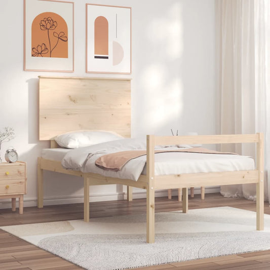 Berkfield Bed Frame with Headboard Small Single Solid Wood