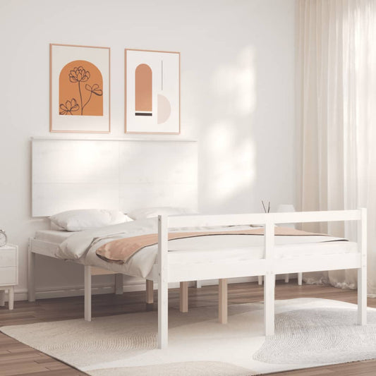 Berkfield Bed Frame with Headboard White 120x200 cm Solid Wood
