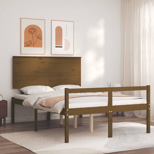 Berkfield Bed Frame with Headboard Honey Brown 140x200 cm Solid Wood