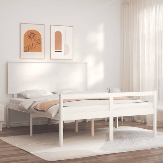 Berkfield Bed Frame with Headboard White 160x200 cm Solid Wood