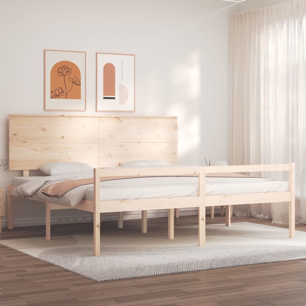 Berkfield Bed Frame with Headboard 200x200 cm Solid Wood