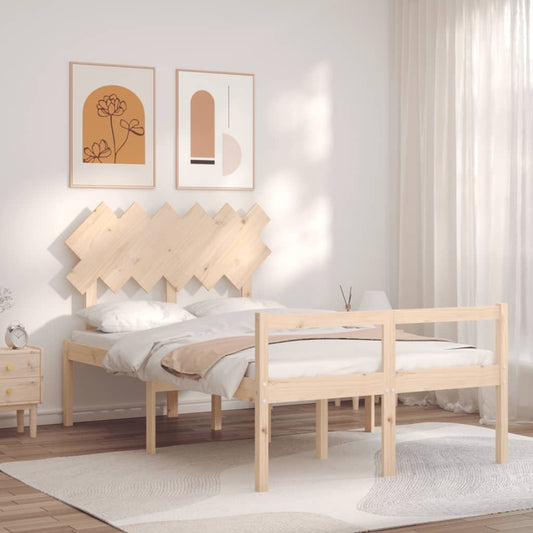 Berkfield Bed Frame with Headboard Small Double Solid Wood