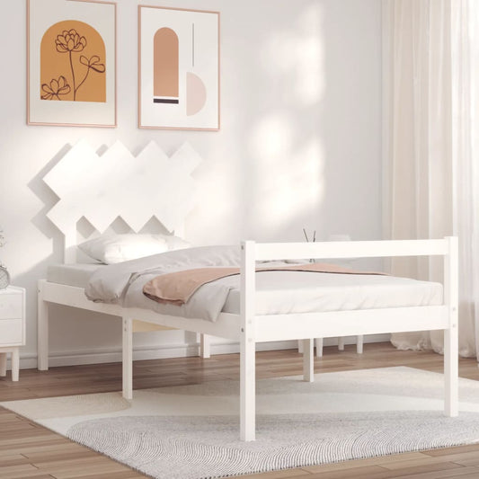 Berkfield Bed Frame with Headboard White 90x200 cm Solid Wood