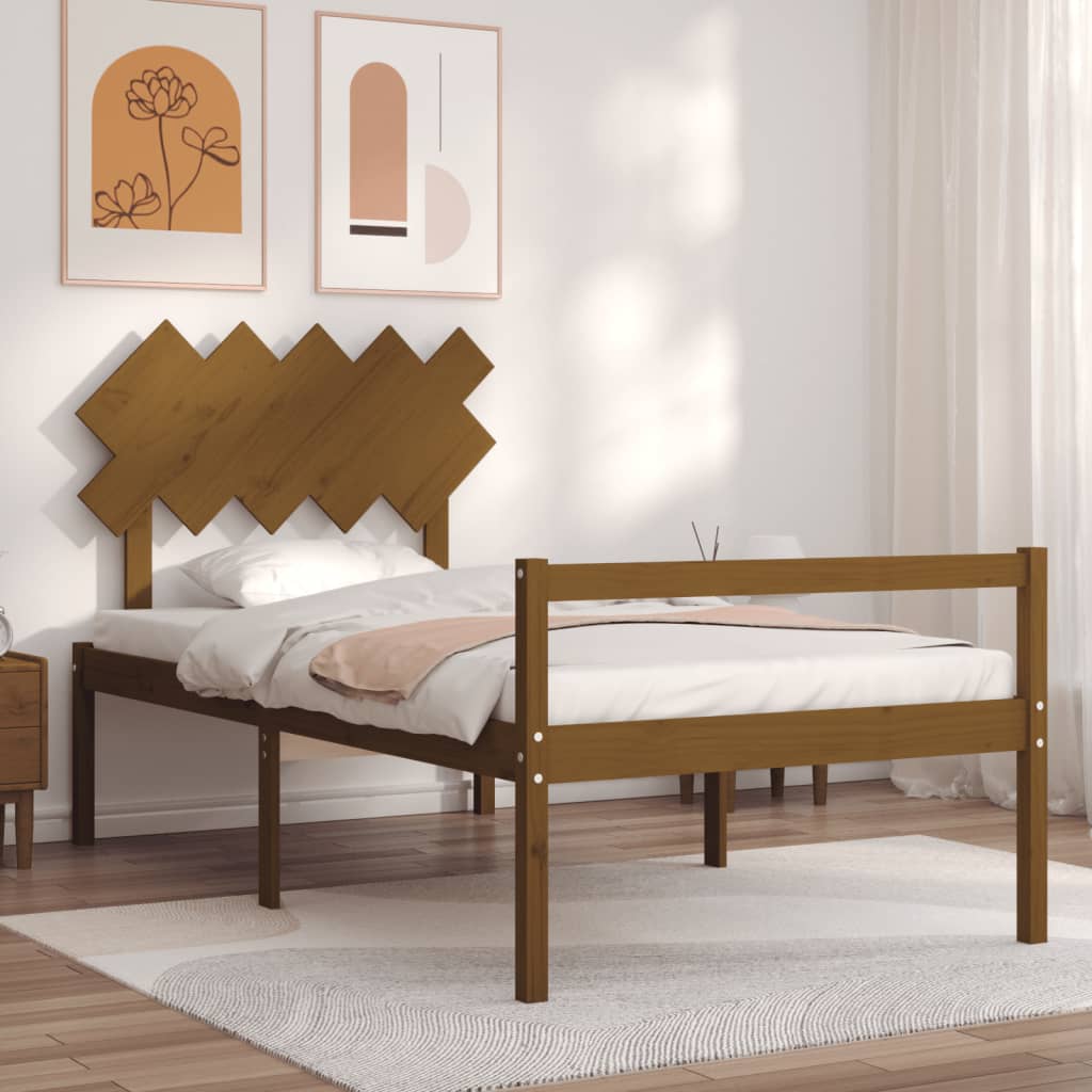 Berkfield Bed Frame with Headboard Honey Brown 100x200 cm Solid Wood