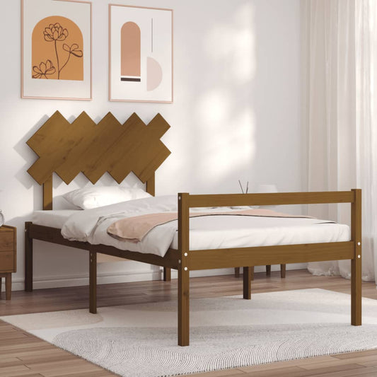 Berkfield Bed Frame with Headboard Honey Brown 100x200 cm Solid Wood
