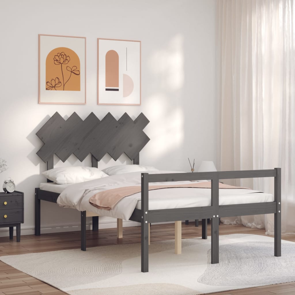 Berkfield Bed Frame with Headboard Grey 120x200 cm Solid Wood