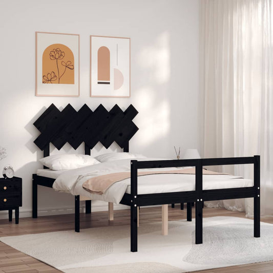 Berkfield Bed Frame with Headboard Black 120x200 cm Solid Wood