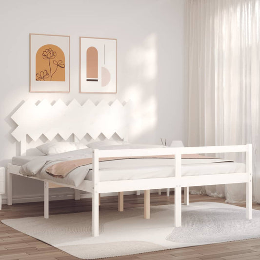 Berkfield Bed Frame with Headboard White 160x200 cm Solid Wood
