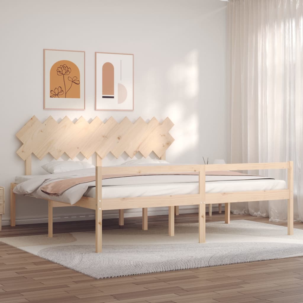 Berkfield Bed Frame with Headboard 200x200 cm Solid Wood