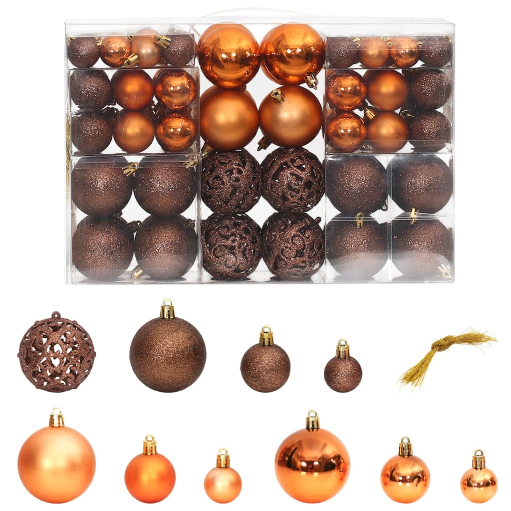 Berkfield Christmas Baubles 100 pcs Brown 3 / 4 / 6 cm