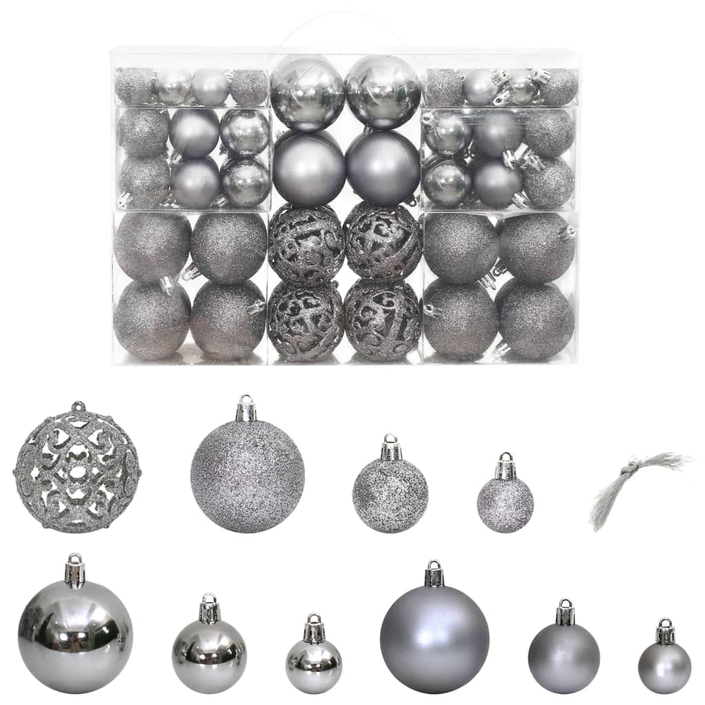 Berkfield Christmas Baubles 100 pcs Grey 3 / 4 / 6 cm