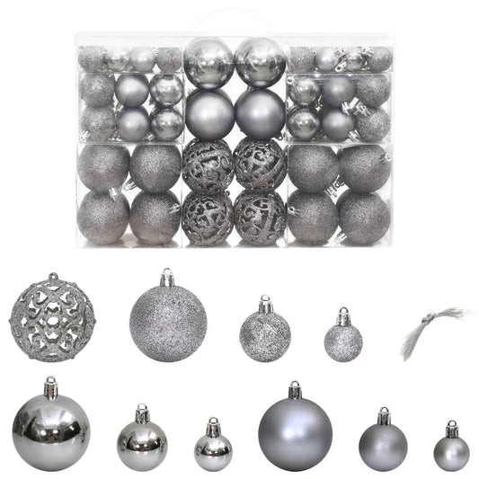 Berkfield Christmas Baubles 100 pcs Grey 3 / 4 / 6 cm