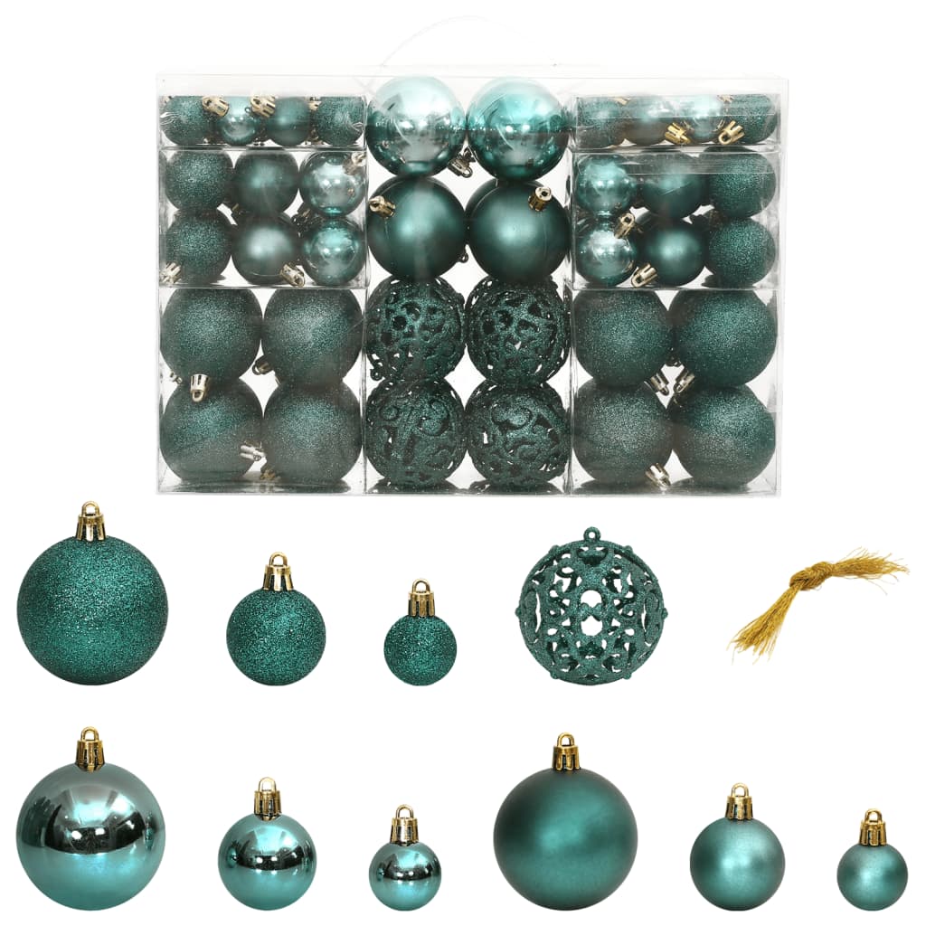 Berkfield Christmas Baubles 100 pcs Green 3 / 4 / 6 cm