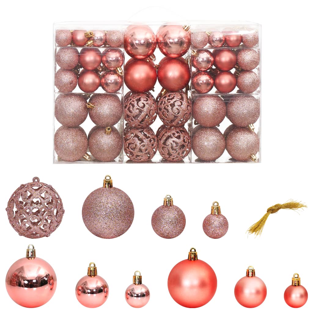 Berkfield Christmas Baubles 100 pcs Pink and Rose 3 / 4 / 6 cm