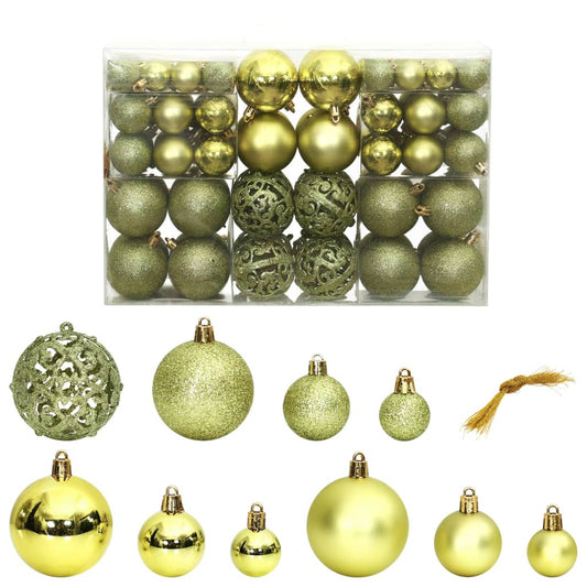 Berkfield Christmas Baubles 100 pcs Light Green 3 / 4 / 6 cm