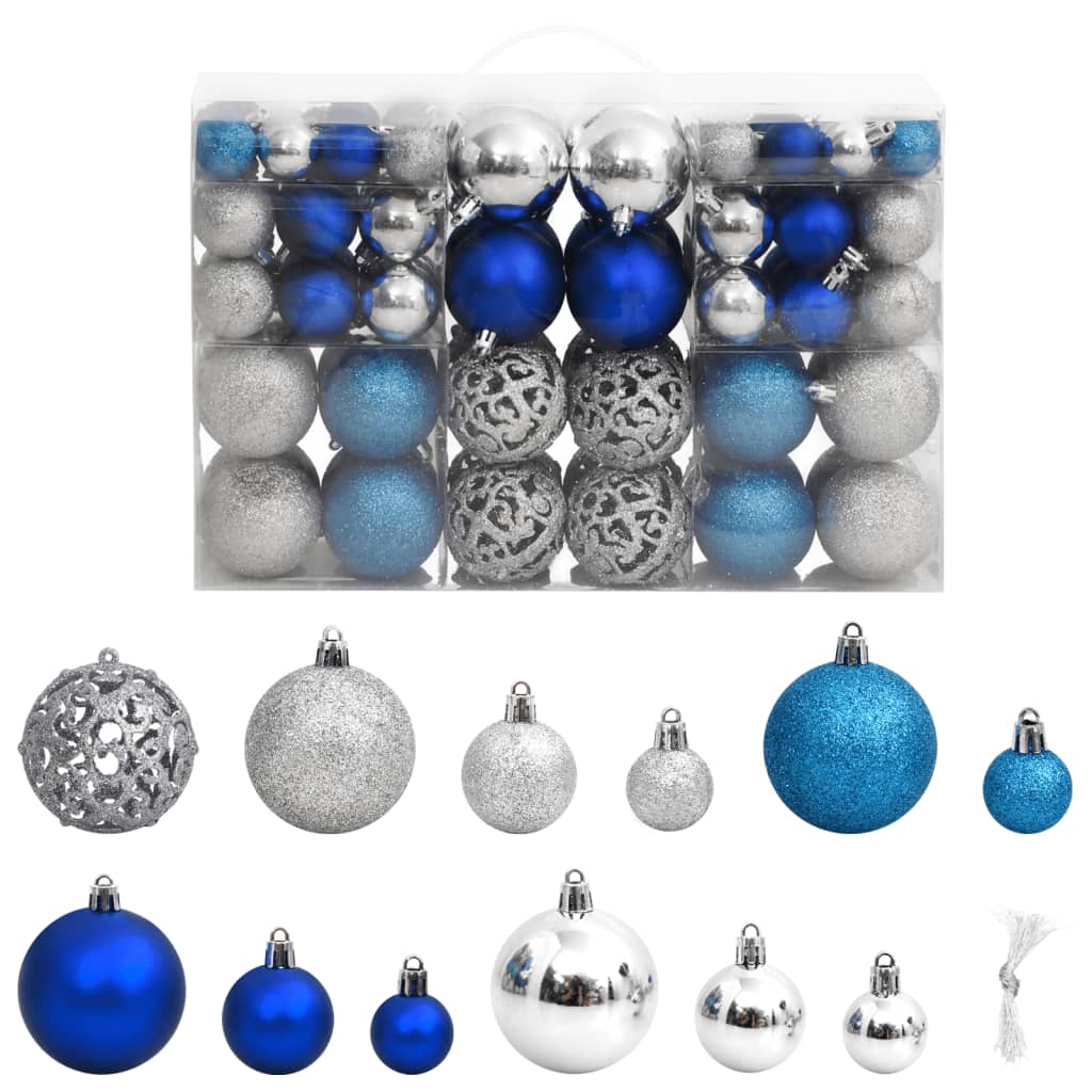 Berkfield Christmas Baubles 100 pcs Blue and Silver 3 / 4 / 6 cm