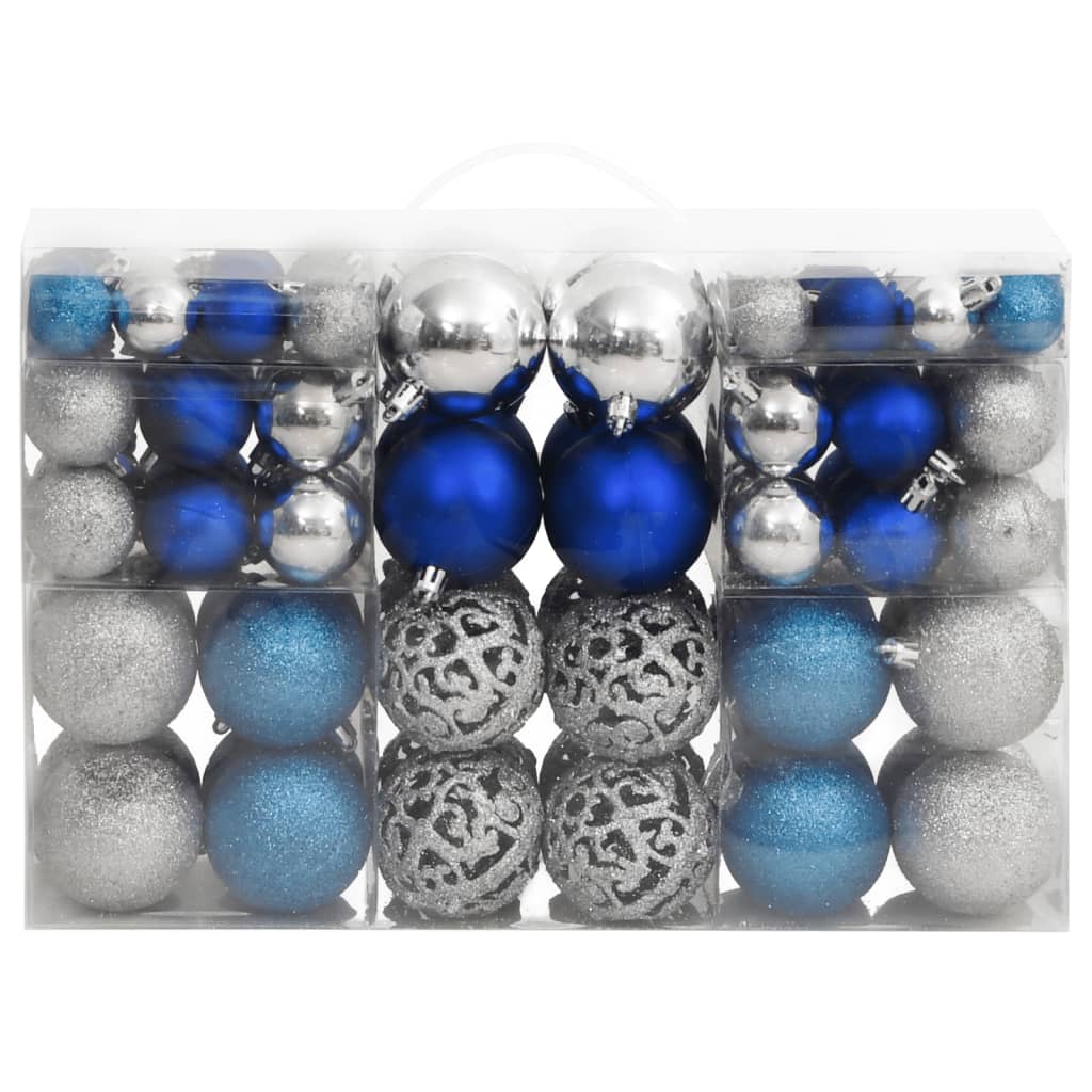 Berkfield Christmas Baubles 100 pcs Blue and Silver 3 / 4 / 6 cm
