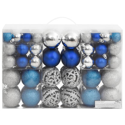 Berkfield Christmas Baubles 100 pcs Blue and Silver 3 / 4 / 6 cm