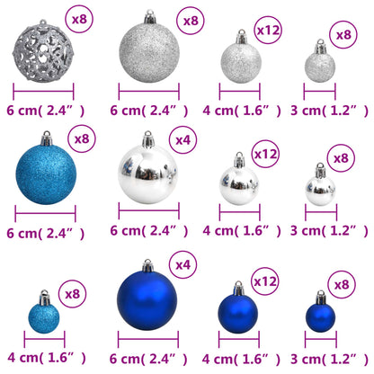 Berkfield Christmas Baubles 100 pcs Blue and Silver 3 / 4 / 6 cm