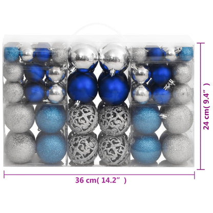 Berkfield Christmas Baubles 100 pcs Blue and Silver 3 / 4 / 6 cm