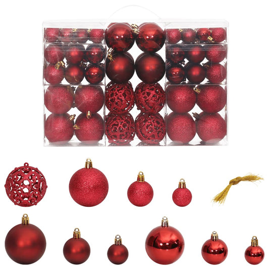 Berkfield Christmas Baubles 100 pcs Wine Red 3 / 4 / 6 cm