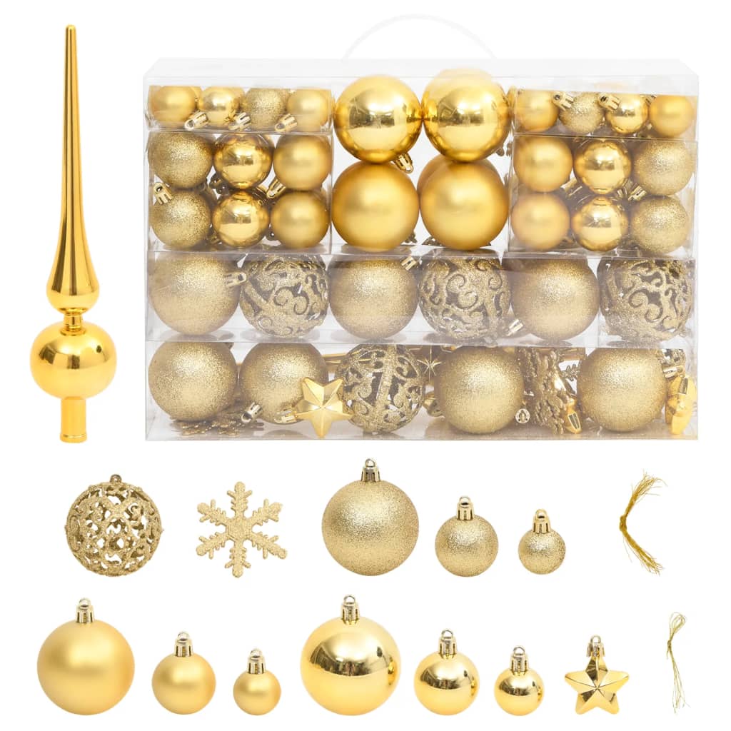 Berkfield 111 Piece Christmas Bauble Set Gold Polystyrene