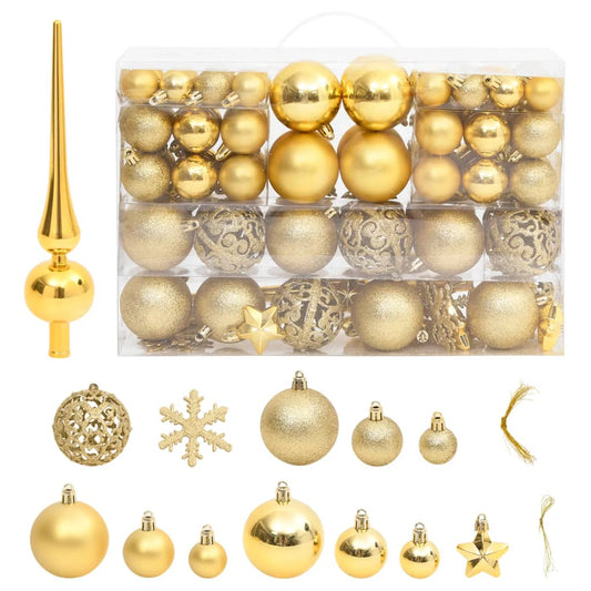 Berkfield 111 Piece Christmas Bauble Set Gold Polystyrene