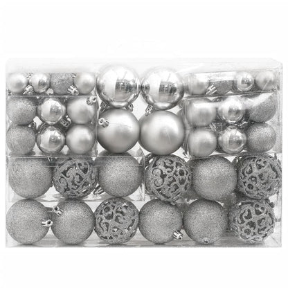 Berkfield 111 Piece Christmas Bauble Set Silver Polystyrene