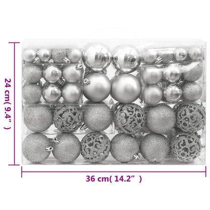 Berkfield 111 Piece Christmas Bauble Set Silver Polystyrene