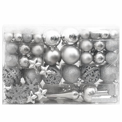 Berkfield 111 Piece Christmas Bauble Set Silver Polystyrene
