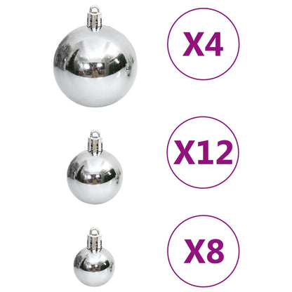 Berkfield 111 Piece Christmas Bauble Set Silver Polystyrene