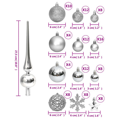 Berkfield 111 Piece Christmas Bauble Set Silver Polystyrene