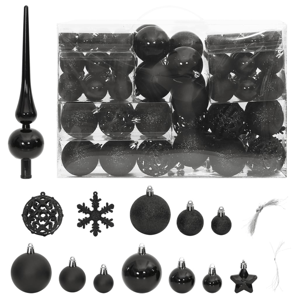 Berkfield 111 Piece Christmas Bauble Set Black Polystyrene