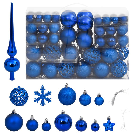 Berkfield 111 Piece Christmas Bauble Set Blue Polystyrene